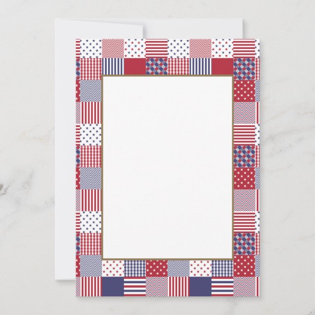 Carte USA Americana Patchwork Rouge Blanc & Bleu (Devant)