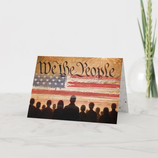 Carte USA Constitution With Flag for Birthday (Devant)