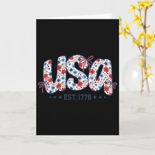 Carte Usa Est 1776 Floral Preppy 4th Of July Coquette Bo (Fleur jaune)
