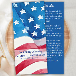Carte USA Flag Memorial Prayer Card Signet funéraire