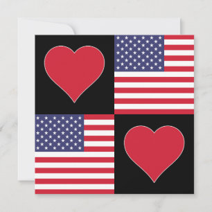 Carte USA Heart Cute États-Unis Patriotique Américain