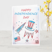Carte USA Independence Day - Motifs (Fleur jaune)