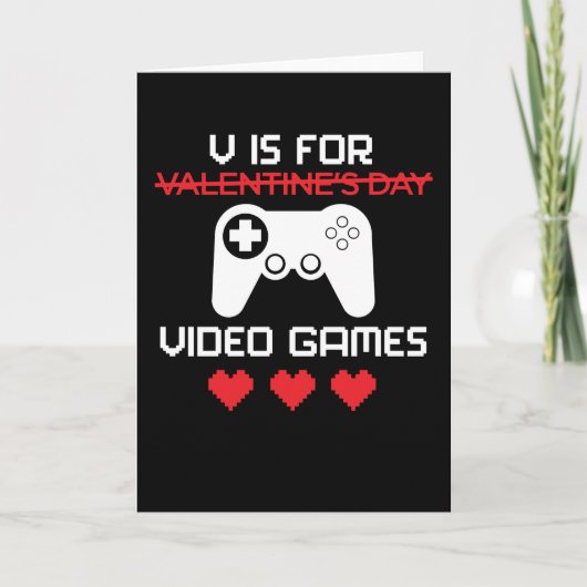 Carte V est pour les jeux vidéo drôles Saint-Valentin Ga (Devant)