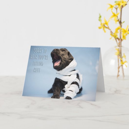 Carte Va bien bientôt chiot (Fleur jaune)