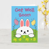Carte Va Bien Bientôt Lapin Lapin Rabbit (Fleur jaune)