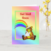 Carte Va Bien Bientôt Ours Blessé (Fleur jaune)