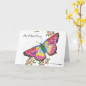 Carte Va Bien Bientôt ! Papillon et fleurs (Fleur jaune)