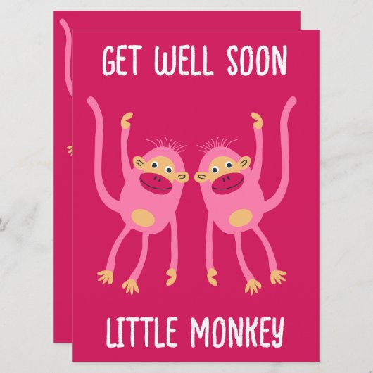 Carte Va Bien Bientôt Petit Singe (Devant / Derrière)