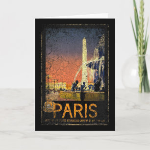 Carte Vacances à Paris France Vintage Rétro Voyage Fêtes