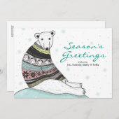 Carte Vacances Avec Beau Ours Polaire (Devant / Derrière)