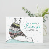 Carte Vacances Avec Beau Ours Polaire (Debout devant)