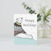 Carte Vacances Avec Beau Ours Polaire (Debout devant)