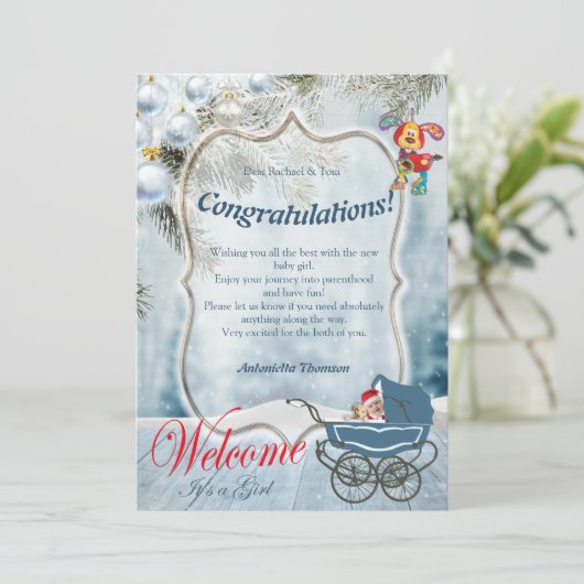 Carte Vacances bébé de l'année (Debout devant)