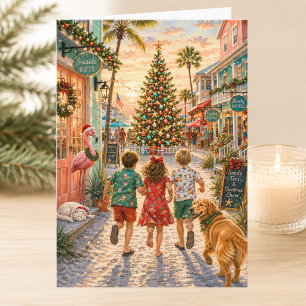 Carte Vacances charmantes à la plage Joyeux Noël
