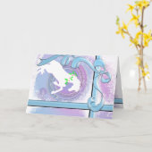 Carte Vacances Cheval d'élevage blanc (Lavender Swirl) (Fleur jaune)