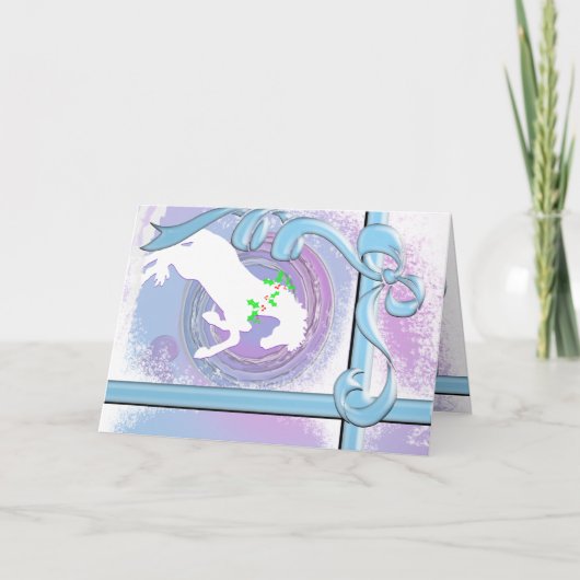 Carte Vacances Cheval d'élevage blanc (Lavender Swirl) (Devant)