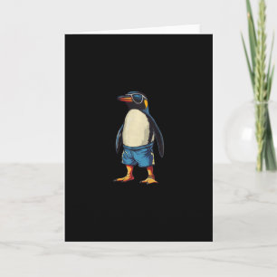 Carte Vacances dans la piscine avec ce pingouin drôle en