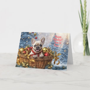 Carte Vacances de Noël Chien Bouledogue Français Mignon