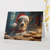 Carte Vacances de Noël de chien de bétail australien (Fleur jaune)