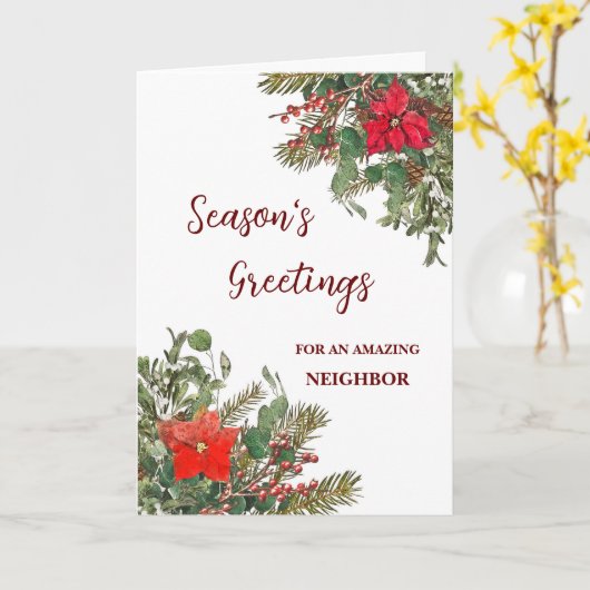 Carte Vacances de Noël Rustique (Fleur jaune)