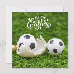 Carte Vacances de Pâques avec balle de football OEufs de