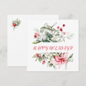 Carte Vacances d'hiver holly RED BERRY succursales (Devant / Derrière)