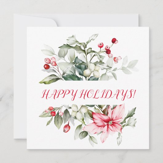 Carte Vacances d'hiver holly RED BERRY succursales (Devant)