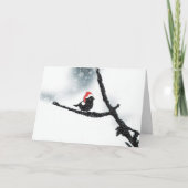 Carte Vacances d'hiver Oiseau sur une branche de neige (Devant)