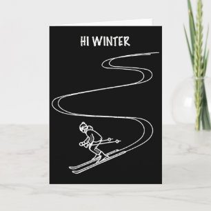 Carte Vacances d'hiver Ski Ligne Art Noël X-mas Ski