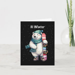 Carte Vacances d'hiver Snowboard Animal Noël Snowboard