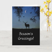 Carte Vacances Elk Raven faune Joyeuses Fêtes (Fleur jaune)