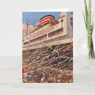 Carte Vacances en bateau de croisière vintage; Bon Voyag