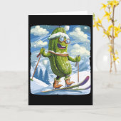 Carte Vacances enneigées avec ski de fond pour les amate (Fleur jaune)