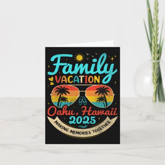 Carte Vacances familiales vintage Oahu (Devant)