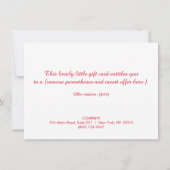 Carte Vacances Gold Lotus Salon et certificat cadeau Spa (Dos)