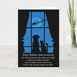 Carte Vacances Grand Petit-fils mignon Chien et Chat de 