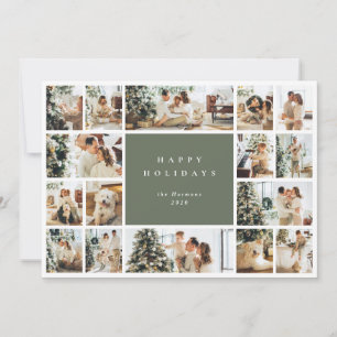 Carte Vacances Green Multi Photo Simple et moderne