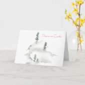 Carte Vacances hiver Aquarelle Pine Arbres (Fleur jaune)