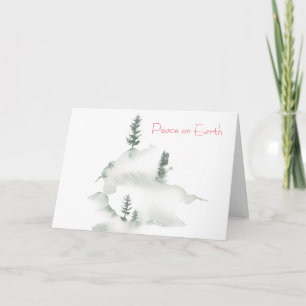 Carte Vacances hiver Aquarelle Pine Arbres