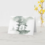 Carte Vacances hiver Pines Watercolor (Fleur jaune)