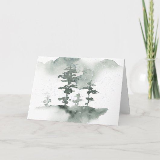 Carte Vacances hiver Pines Watercolor (Devant)