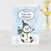 Carte Vacances Holly Jolly Noël Snowman (Fleur jaune)