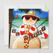 Carte Vacances Inspirivée Snowman Plage Cute (Devant)