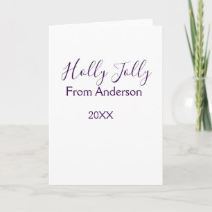 Carte Vacances joyeusement holly ajoute nom famille anné