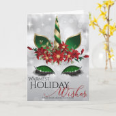 Carte Vacances les plus chaudes souhaits Unicorn magique (Fleur jaune)