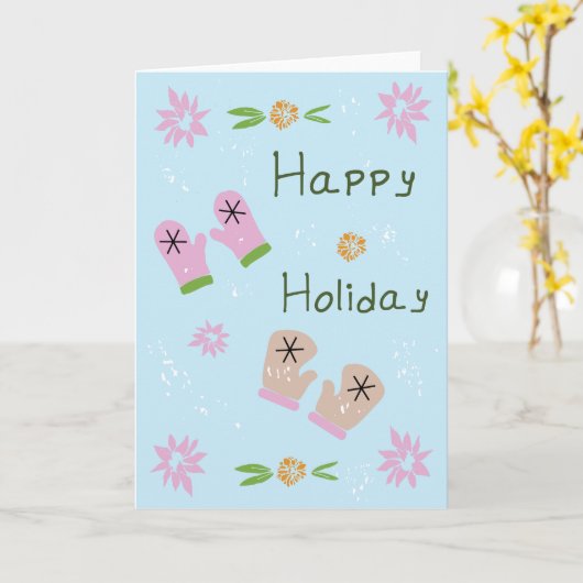 Carte Vacances Mittens (Fleur jaune)