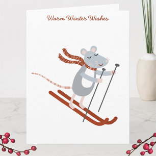 Carte Vacances Mouse Ski mignonne