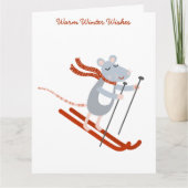 Carte Vacances Mouse Ski mignonne (Devant)