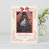 Carte Vacances Photo Bow encadrée de fleurs (Debout devant)