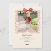 Carte Vacances Photo Bow encadrée de fleurs (Dos)